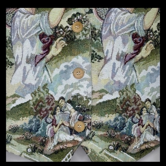 Vintage Excessories Women Tapestry Vest M Woman Playing Tennis Nature Background - Picture 4 of 14
